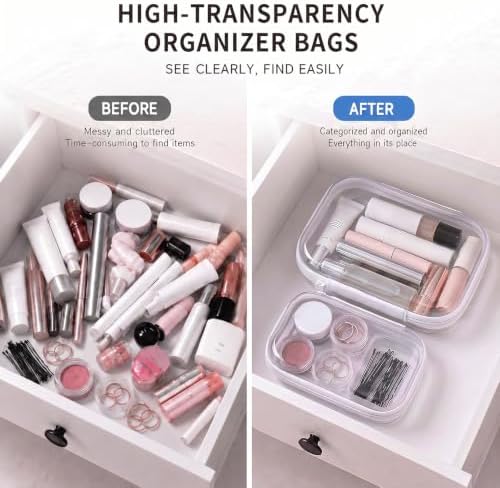 Clear Hard Shell Zipper Case, 6 Pack Diaper Bag Organizer Pouches Set | Multi-Size Heavy Duty Crush-Proof Travel Makeup Bags for Toiletries, Cosmetic, Pencil, Toy Storage (2S+2M+2XL) ﻿ - Image 5
