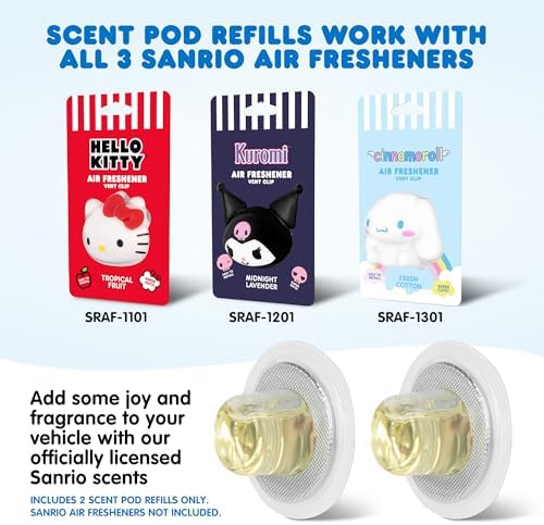 Hello Kitty & Friends Cinnamoroll Car Air Freshener Refills 2-pack - Fresh Cotton Scent - Cute and Long-Lasting Cinnamoroll Car Accessories, Odor Eliminator, Fun Scents, 30 Days Freshness (2 Refills) - Image 2