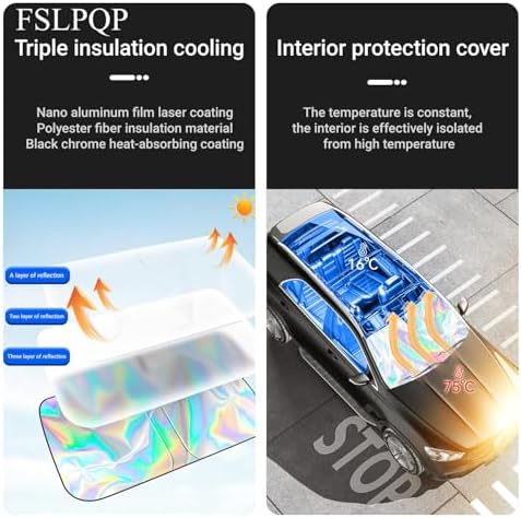 Windshield Sun Shade with Storage Pouch Keep Interior Cool, Foldable Laser Titanium Silver Front Window Shield Blocker Screen Visor Protector Cover Universal Fit for Car Truck SUVs (S) - Image 4