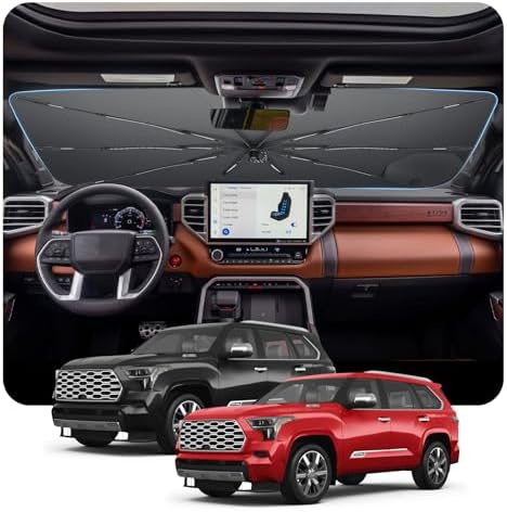 for Car Windshield Sunshade Umbrella 2023-2026 Toyota Sequoia Custom Fit Windshield Sun Protector Cover 6-Layer Heat-Resistant Fabric, Ultra-Strong Fiberglass Frame (for 2023-2026 Toyota Sequoia) by BSTW