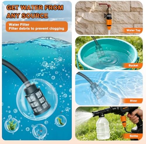 Cordless Pressure Washer, 900PSI Portable Power Washer with 6-in-1 Nozzle - Image 5