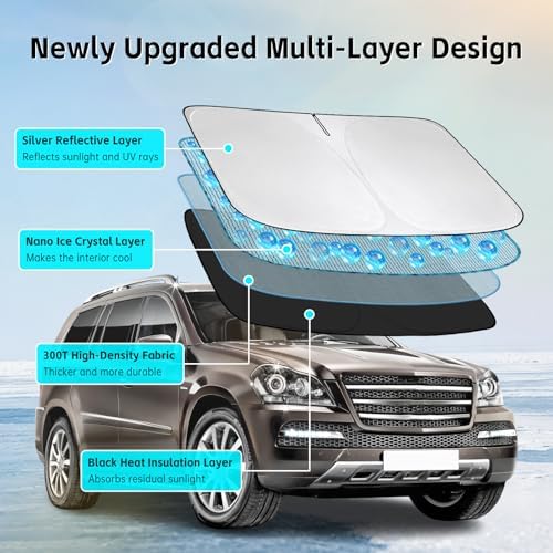 Windshield Sun Shade for Mercedes Benz GL-Class 450 550 2007-2026 Sunshade - Image 3