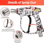 BEAR FORCE Pressure Washer Short Spray Gun M22-ID14mm Max 3000 PSI & Foam Cannon Foam Gun with 5 Tips #035 & 3/8'' Quick Connector Swivel, Additional Orifice Nozzle 1.10mm, Car Care Detailing - Image 3