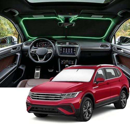 Windshield Sun Shade for VW Tiguan 2018-2023 Compatible Accessories-4 Layers Custom Fit Foldable Front Window Sunshade Sun Visor Protector, Block UV Rays Keep Your Car Cooler by Unknown