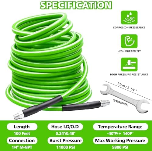 Sewer Jetter Kit 100 FT for Pressure Washer, 5800 PSI Drain Cleaner Hose - Image 3