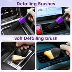 Purple Windshield Cleaner Tool, Car Interior Cleaning Kit with Extendable Handle and 3 Reusable Microfiber Pads, Auto Glass Wiper and Detailing Brush Kit for Car & Home Window - Image 6