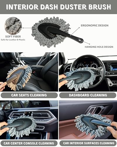 oesee 18Pcs Professional Car Interior Detailing Kit All-in-One Cleaning Tools for Windows, Dashboard, Vents, Windshield Cleaner Brush, Magic Sponge, Chamois Cloth, Detailing Brushes & Accessories - Image 2