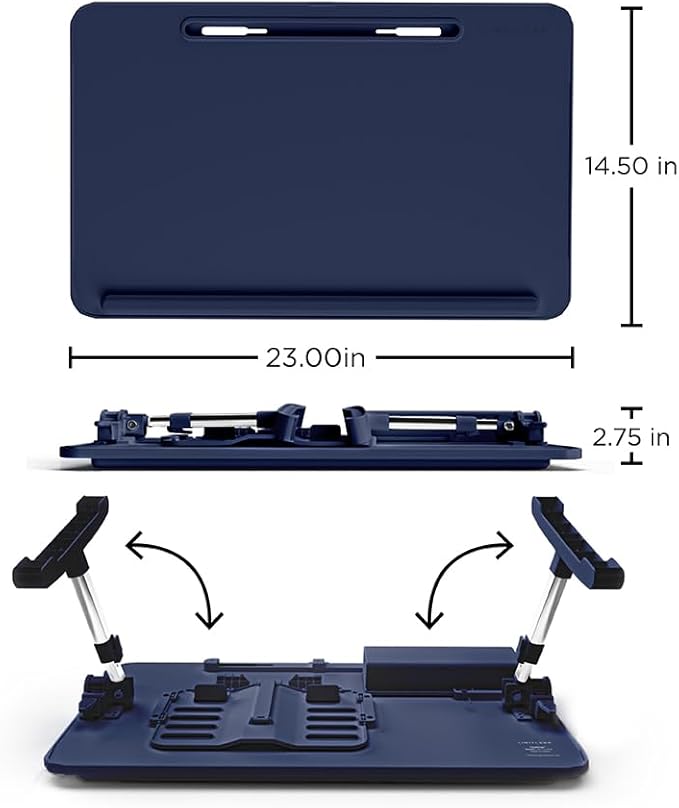 Limitless TotalDesk Portable Workstation and Lap Desk with Adjustable Height & Tilt (Navy) - Image 3