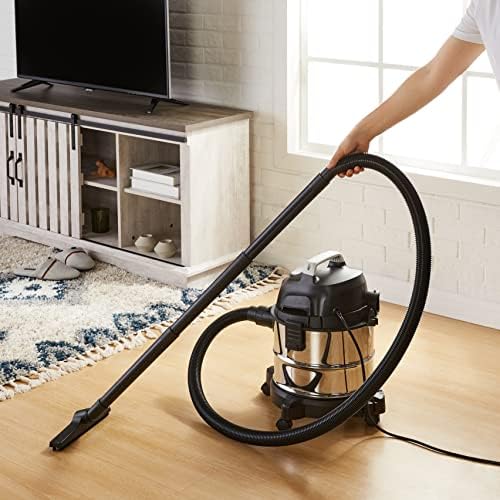 Amazon Basics Wet Dry Shop Vacuum Cleaner, 4 Gallon, 3 HP Stainless Steel, Grey/Black - Image 2