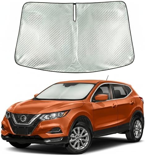 Windshield Sun Shade Custom Fit for 2014-2020 Nissan Rogue, Advanced Diamond-Patterned Heat Shield to Block UV Rays, Foldable Auto Window Visor, Precise Mirror Cutout by Giselia