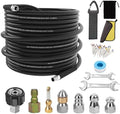 Sewer Jetter Kit for Pressure Washer,Water Jet Drain Cleaning Hose with Corner Rotating Button Spring Nose 1/4" NPT Sewer Cleaning Tool High-Pressure Nozzles,5800 PSI 50 FT by ALEIRY