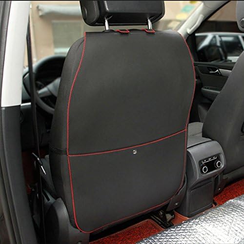 HCMAX 2 Pack Kick Mat Car Seat Back Protector Waterproof Easy to Clean Multifunctional Organizer Storage Bag Travel Accessory PU Leather Black-Red - Image 2