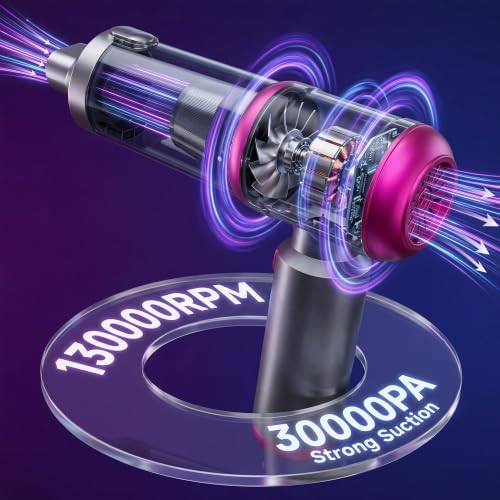 Car Vacuum Portable Cordless, 30000PA 3-in-1 Car Vacuum Cleaner High Power - Image 4