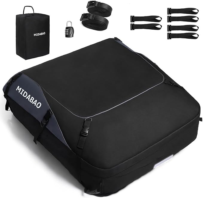 MIDABAO 20 Cubic Waterproof Duty Car Roof Top Carrier-Car Cargo Roof Top Bag, Waterproof & Coated Zippers includes Anti Slip Mat with or without Racks (20 Cubic Feet) - Image 2