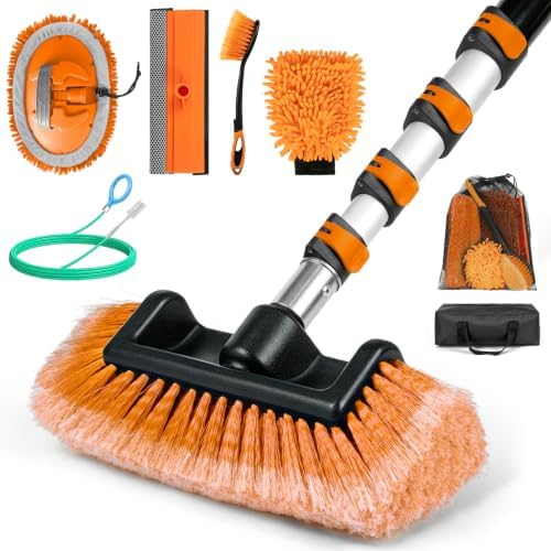 18FT Reach Car Wash Brush with Long Handle, 9-pcs Car Cleaning Kit by CleanBeastie