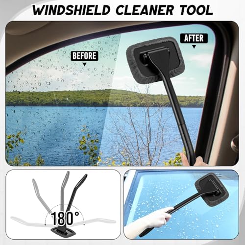16 Pcs Windshield Cleaner Tool, Car Cleaning Kit with Various Detailing Brushes Set Spray Bottle Cleaner Towel Cleaning Gel Accessories Car Interior Detailing Kit for Windows Vents(Gray) - Image 3
