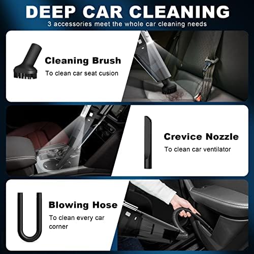 DRECELL Car Vacuum, Portable Car Vacuum Cleaner with 7000PA Suction, DC 12V High Power 16.4Ft Cord Wired Vacuum Cleaner for Car, LED Light, Lightweight, 0.33L Capacity, Storage Bag, Black, VC008C - Image 3