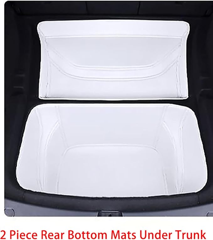 Compatible with Tesla Model Y 2026 Juniper(Not fit Standard) Full Cover Frunk Mat & Rear Lower Trunk Storage & Inner Storage Mat White Premium Leather Water & Custom Fit - Image 3