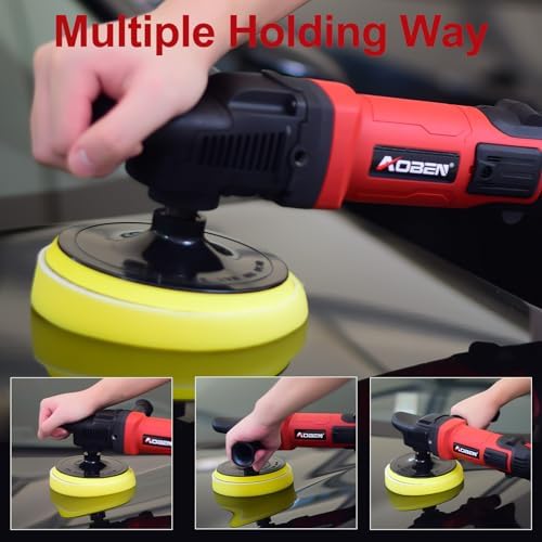 AOBEN 6/7 inch Buffer Polisher,Rotary Car Buffer,1600W Car Polisher Waxer Kit with 6 Variable Speed 1000-3500RPM & 4 Polishing Pads,Detachable Handle for Car Polishing and Waxing - Image 3