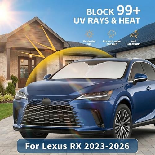 Custom Fit Windshield Sun Shade for Lexus RX 2023-2026, Double Layer 280T for RX 350, RX 350 F Sport, RX 350L Front Window Visor, Foldable UV Ray Blocker, Summer Car Accessories Must-Have - Image 2