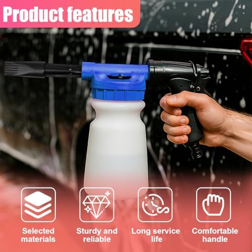 YoRise Car Wash Foam Gun, Adjustable Foam Cannon for Hose, Car Wash Sprayer with 6 Levels of Foams Concentration, Car Washing Soap Sprayer Connect to Any Garden Hose (Blue) - Image 5