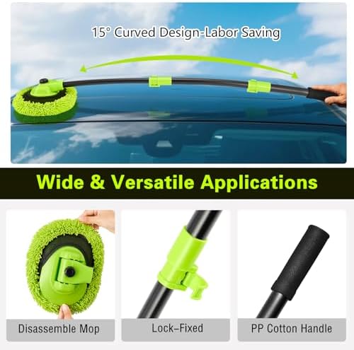 Car Wash Brush with Long Handle - Extendable Car Wash Mop & Sponge - Image 2