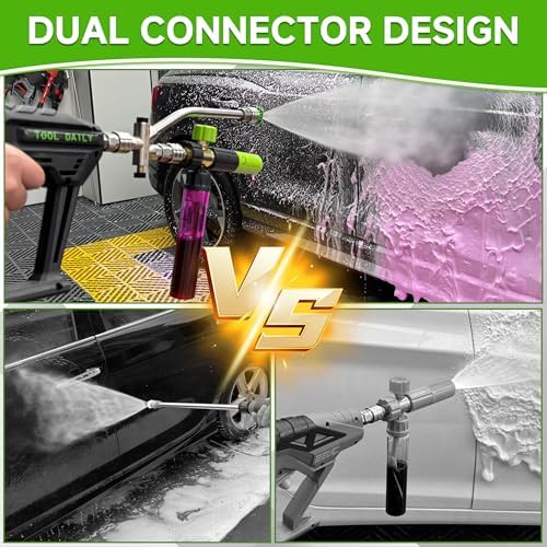 Tool Daily Pressure Washer Short Gun with Mini Foam Cannon Dual Connector - Image 3