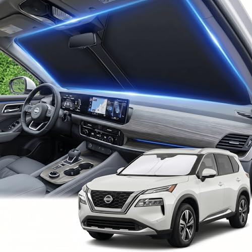 Windshield Sun Shade for Nissan Rogue 2021-2025 2026 Sunshade Front Window Shade Custom Fit Rogue Accessories Sun Visor Foldable Shade Blocks UV Rays Accessories by AuyNeas