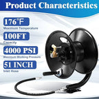 M MINGLE Pressure Washer Hose Reel 100ft x 3/8" / 150ft x 1/4", 4000 PSI - Image 2