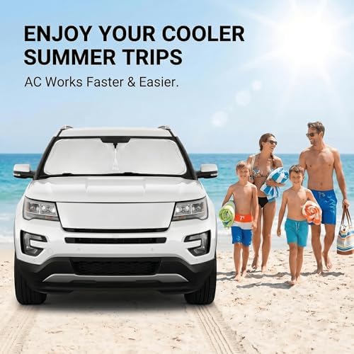 for Ford Explorer 2011-2019 Windshield Sun Shade Front Window Shade Custom Fit Explorer Accessories Sun Visor Foldable Shade Blocks UV Rays Summer Must Have Car Accessories - Image 4