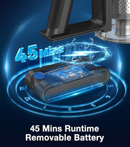 Cordless Vacuum Cleaner, 480W/45Kpa Vacuum Cleaners for Home, Self-Standing Stick Vacuum with LED Display, Anti-Tangle & Wall Mount Charging, 8 in 1 Lightweight Vacuum for Hard Floors Carpet Pet Hair - Image 5