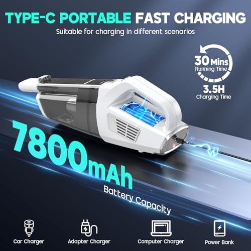 CKIKH Handheld Vacuum Cordless, 15000PA Hand Held Car Vacuum Cleaner - Image 4