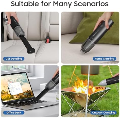 Handheld Vacuum Cordless, Car Vacuum Portable with 2 Suction Modes, Blow & Suction 2-in-1, Small Vacuum Cleaner for Car, Home, Pet Hair, Office, Desk, Keyboards (Dark) - Image 4