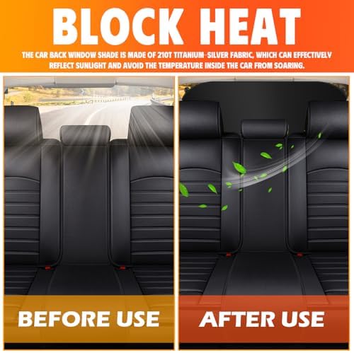 39.37"x19.76" Car Rear Window Sun Shade with 6 Suction Cups,Titanium Silver Rear Windshield Sun Shade for Blocking Heat,Foldable Back Window Suns Shades for Car SUV - Image 3