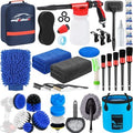 38Pcs Car Wash Detailing Kit Cleaning Kits with Foam Gun Sprayer Collapsible Bucket Drill Brush Large Wash Mitt Towels Complete Interior Exterior Car Washing Supply Set Blue by AUTODECO