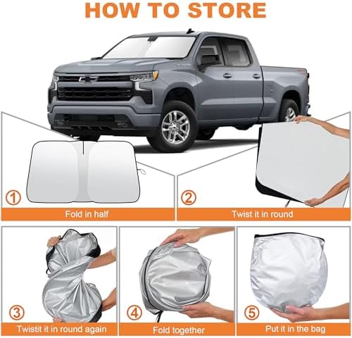 Foldable Front Windshield Sunshade fits Chevrolet Silverado 1500 2019-2026 - Image 7