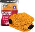 AIDEA Car Wash Mitt Microfiber, 2PK, Car Wash Brush, Orange, 8''X12'' by AIDEAHOME