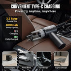 Car Vacuum Portable Cordless 12000Pa Powerful Suction Handheld Mini Rechargable Small Vacuum Cleaner Brushless Motor 4000mAh Rechargeable Type C Blower Inflator Deflator Car Cleaning - Image 6