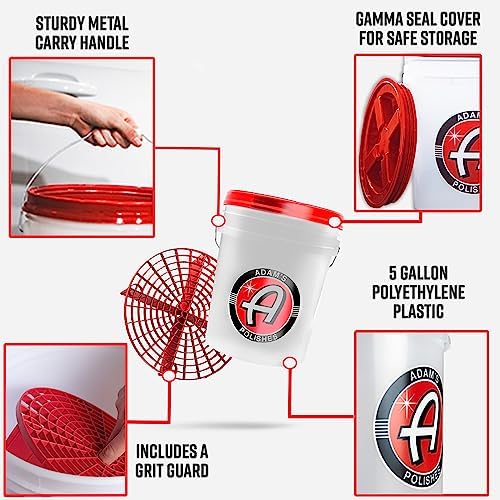 Adam's Polishes Car Wash Bucket (5 Gallon Bucket + Grit Guard + Gamma Seal Lid), Perfect Car Tool for Washing & Garage Storage, Stores Car Wash Soap, Foam Cannon, Foam Gun, Microfiber Towels & More - Image 2