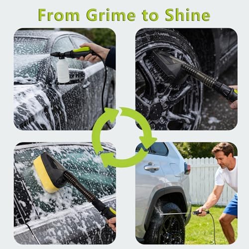 Magnetic Attachment Cleaning Kit for Portable Pressure Washers Includes Foam Sponge Head, Stiff Bristle Brush, Soap Dispenser and Quick-Connect Adapter for Car, Outdoor & Home Use - Image 6