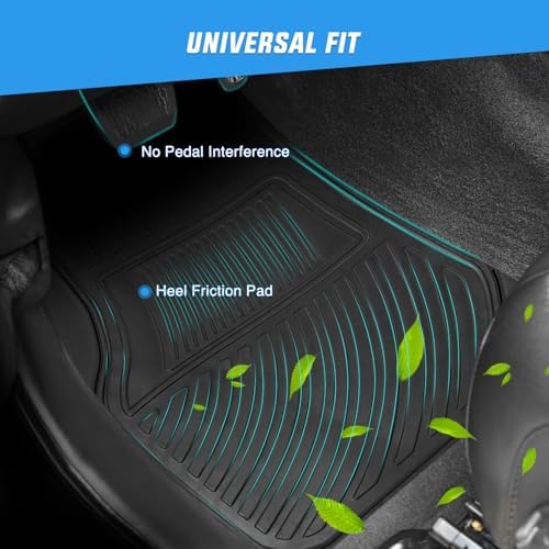 Nilight Rubber Floor Mats for Cars Trucks SUVs | Universal Trim to fit for Most Vehicles, All Weather Protection Heavy Duty Floor Liners, Pack of 4 - Image 2
