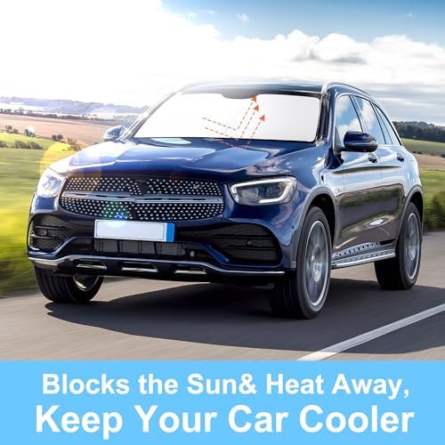 TINGLU Sun Shade for Mercedes Benz GLC 2016-2022 Accessories Windshield Sun Shade Window Shade UV Rays Protection Sun Visor Cover with Steering Wheel Sunshade Storage Bag - Image 5