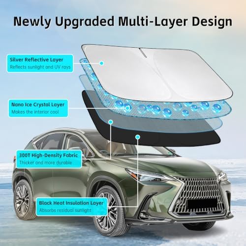 Windshield Sun Shade for Lexus NX NX300h NX300 NX200t 2015-2026 Sunshade - Image 3