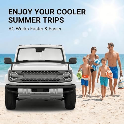 for Ford Bronco Sport 2021-2024 2025 2026 Windshield Sun Shade Front Window Shade Custom Fit Bronco Sport Accessories Sun Visor Foldable Shade Blocks UV Rays Summer Must Have Car Accessories - Image 4