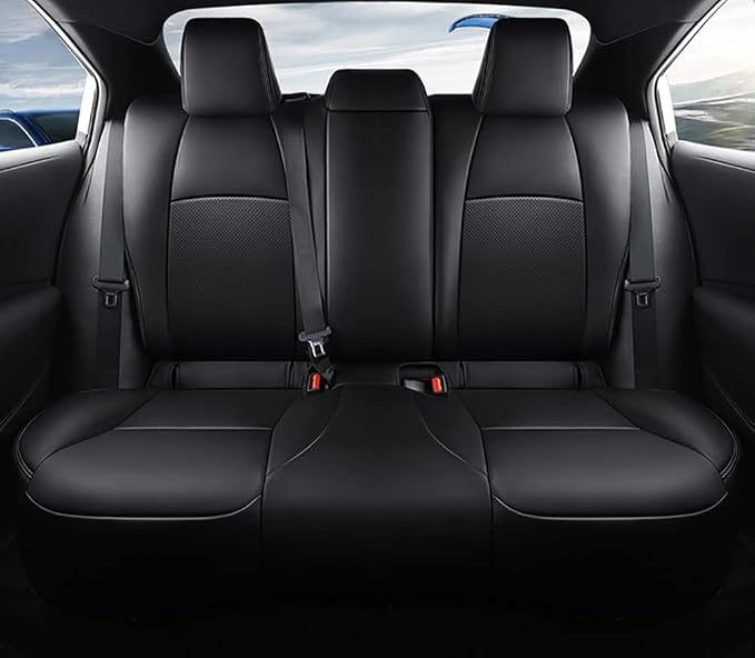 CocheFamilia Custom Fit Corolla Car Seat Covers for Select Toyota Corolla 2023 2024 2025 Hybird SE & 2023 2024 Hybird Nightshade - Full Set,Leather(Black) - Image 3