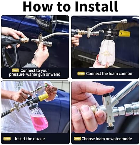 FENG PAI Pressure Washer Foam Cannon Gun Kit with Dual Connector Accessory, Car Wash Foam Gun for Car Washing and Cleaning, 1/4" Quick Connect with 7pcs Nozzles, Dual Adjustable Snow Foam Lance - Image 5