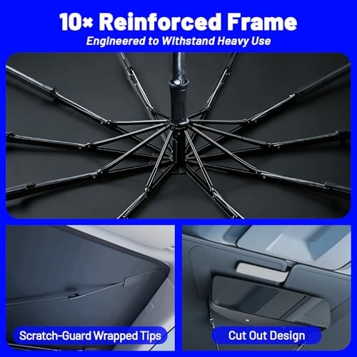 Windshield Sun Shade Umbrella for Hyundai IONIQ 5 2022-2026, Foldable Front Window Sunshade with 360° Rotating Shaft, Custom Fit Car Shades for IONIQ 5 Accessories with UV & Heat Protection - Image 6