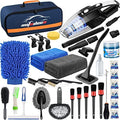 39Pcs Car Cleaning Kit, Interior Detailing Kit with High Power Handheld Vacuum, Detailing Brush Set, Windshield Tool, Blue Complete Auto Accessories for Women, Men by AUTODECO