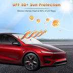for Car Windshield Sunshade Umbrella 2026 Tesla Model 3/Model Y Custom Fit Windshield Sun Protector Cover 6-Layer Heat-Resistant Fabric, Ultra-Strong Fiberglass Frame (for Tesla Model 3/Model Y) - Image 3