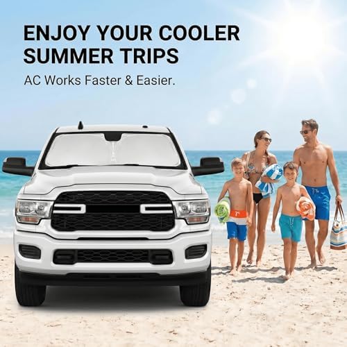 Windshield Sun Shade for Dodge RAM 2500 3500 Truck Accessories 2010-2025 2026 - Foldable Sunshade Sun Visor Protector Front Window Cover Custom Fit RAM 2Dr RegularCab, 4Dr QuadCab, CrewCab, MegaCab - Image 4